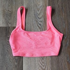 Aerie Size M Neon Pink Ribbed Swim Top